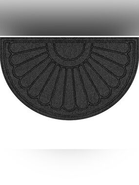 Half-Round Sculpted Door Mat in Charcoal Black